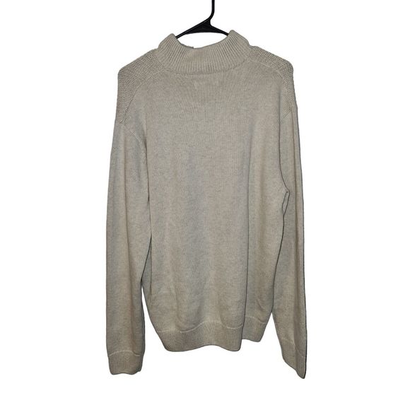 Chaps Sweater Natural Ivory Cotton Mockneck Textured Pullover Men's Size Large L - Picture 2 of 6